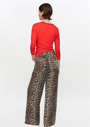 Soft cotton rib ls bluse High Risk Red A1040390 Ganni 